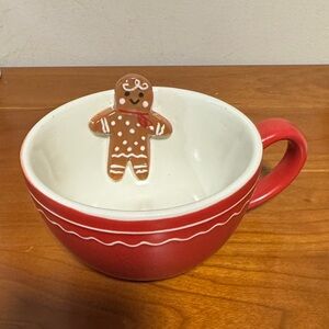 Red Mug with Gingerbread Man Design